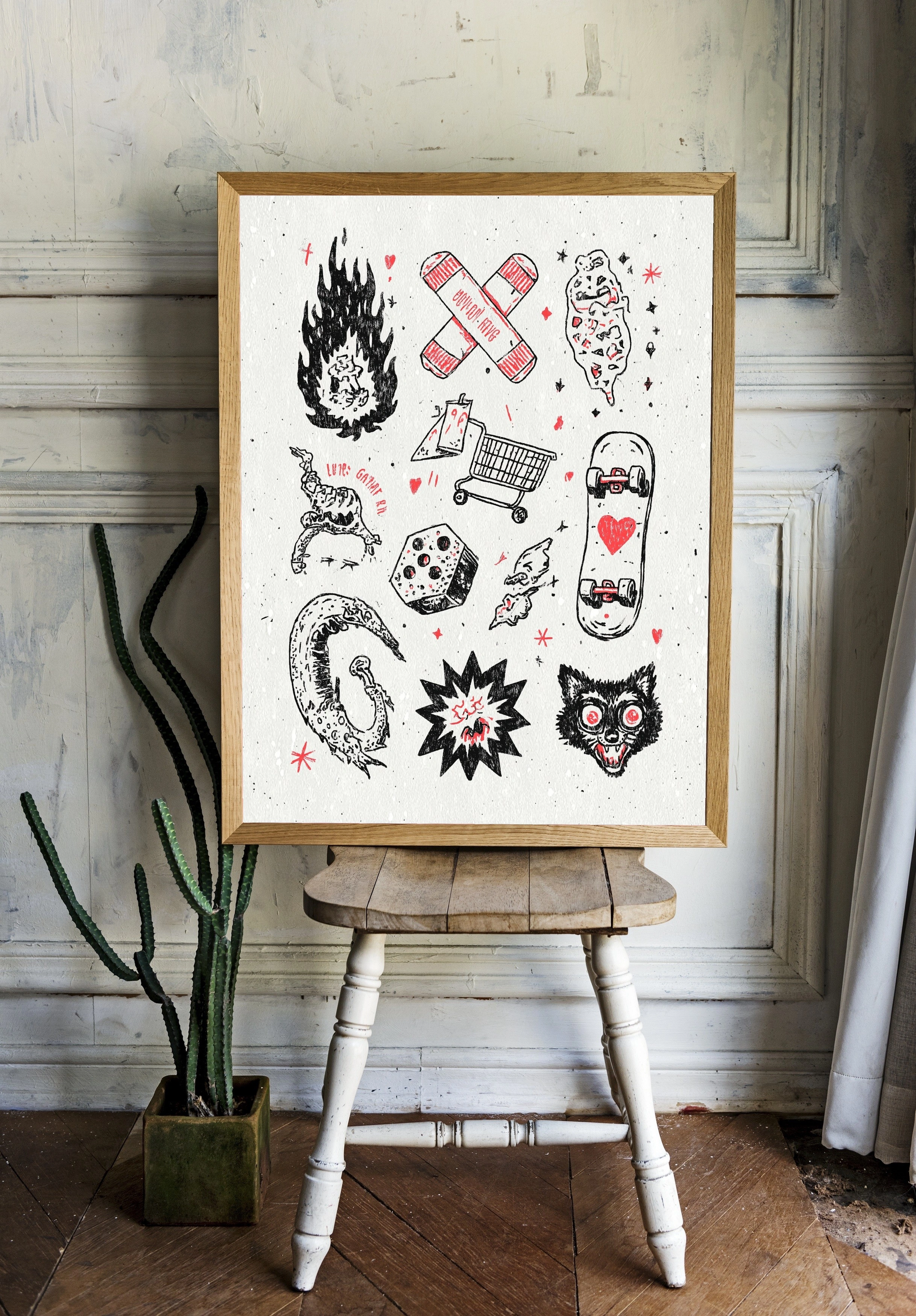 Экспрессивный графический коллаж с элементами уличной культу - 2