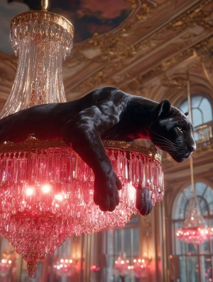 Черная пантера на хрустальной люстре - 1