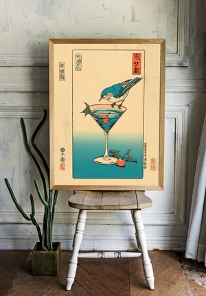 Птица на коктейле: яркий арт-постер - 2