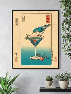 Птица на коктейле: яркий арт-постер - 5