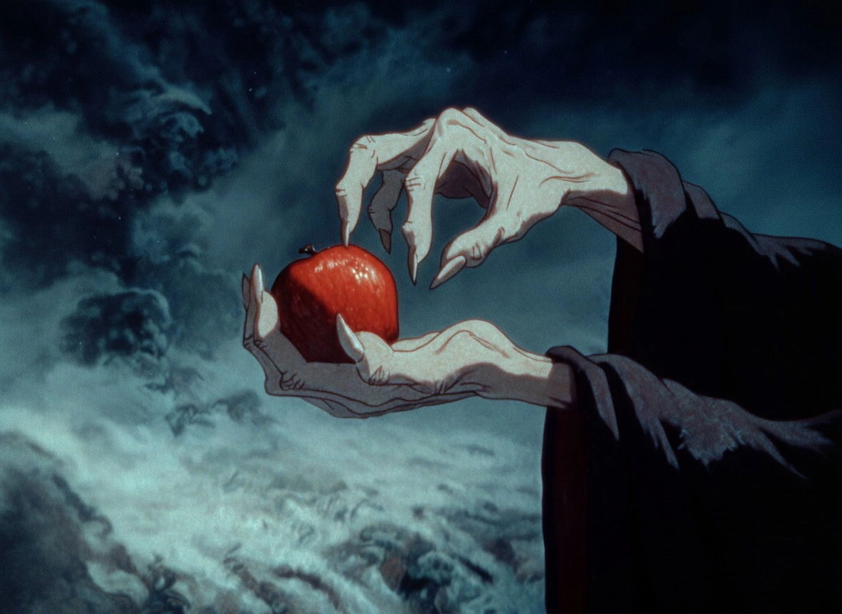 Загадочная рука с красным яблоком - 1
