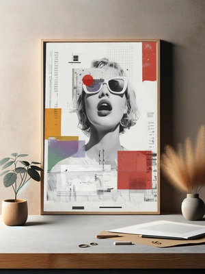 Современный поп-арт портрет с графическими элементами - 3