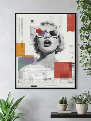 Современный поп-арт портрет с графическими элементами - 5