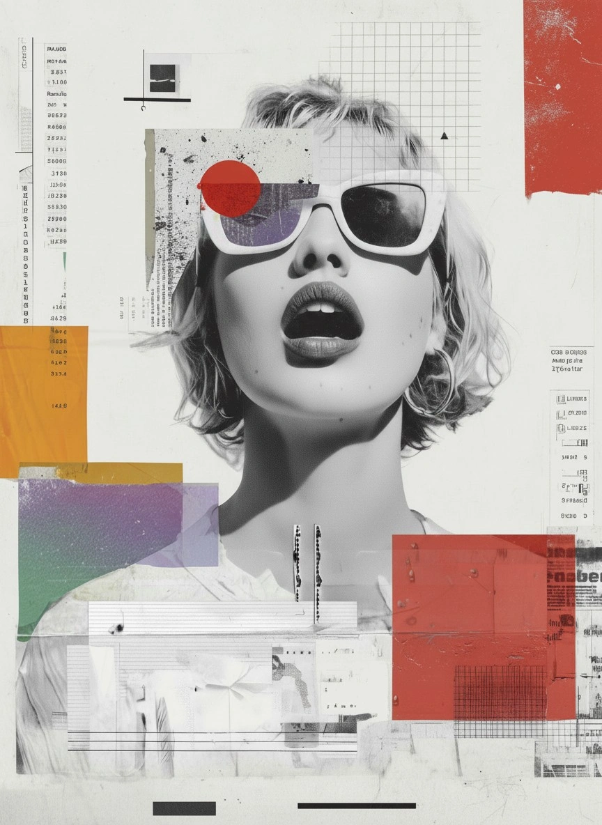 Современный поп-арт портрет с графическими элементами - 1