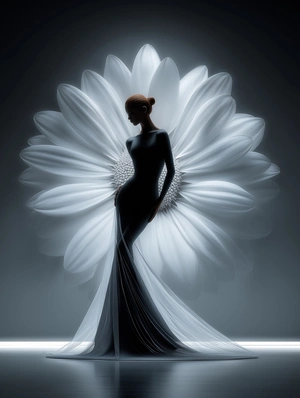 Элегантная модель на фоне цветка - 1