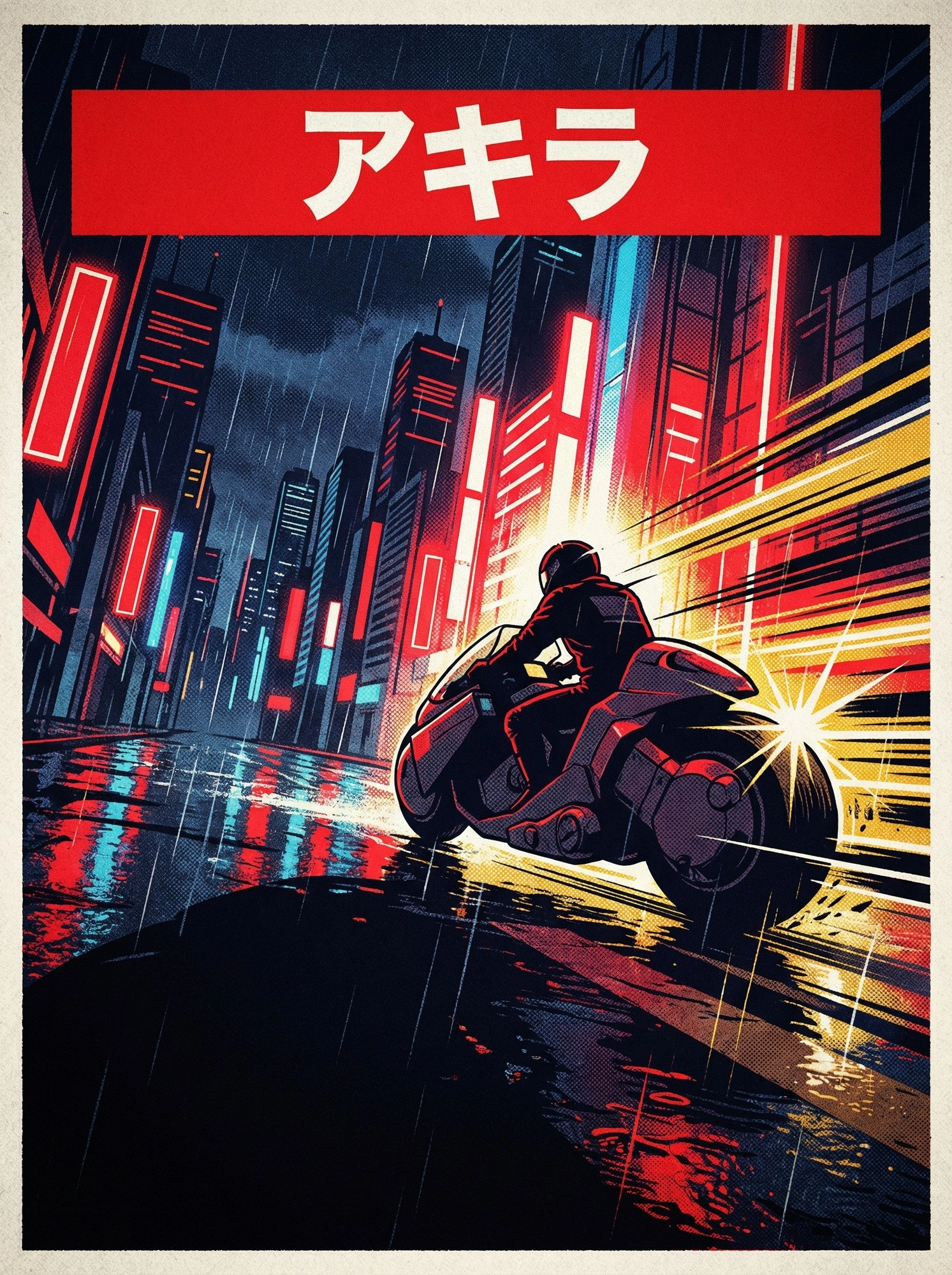 Киберпанковский мотоцикл в дождливом городе - 1