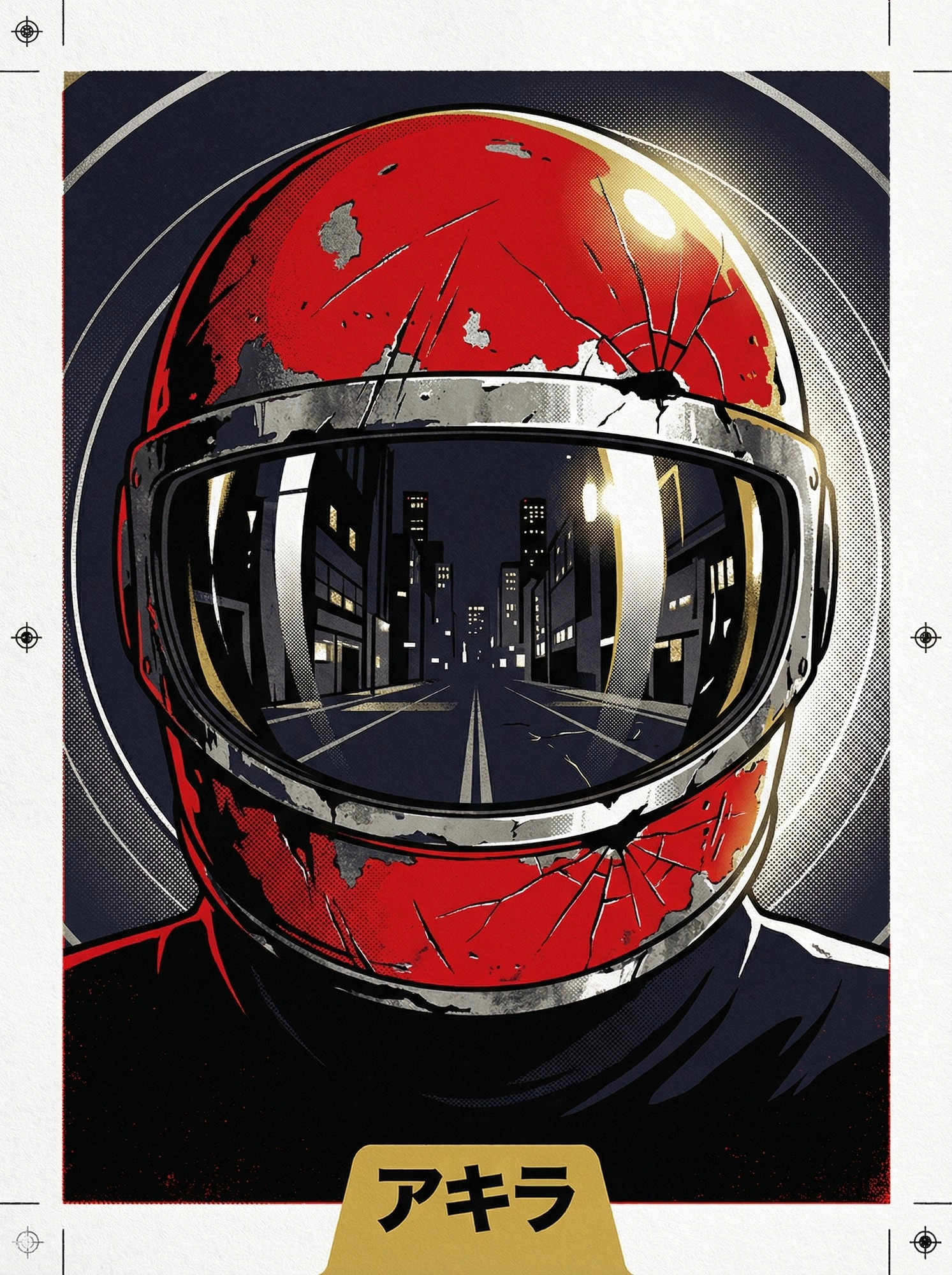 Ретро-киберпанк шлем с городским пейзажем - 1