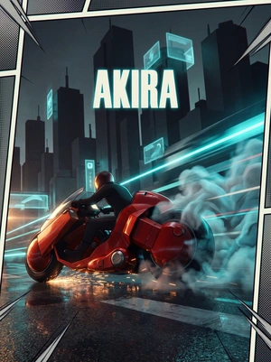 Динамичная сцена с мотоциклом в стиле киберпанк - 1