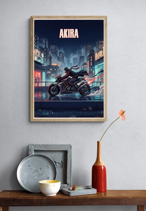 Киберпанковский мотоциклист в ночном городе - 4