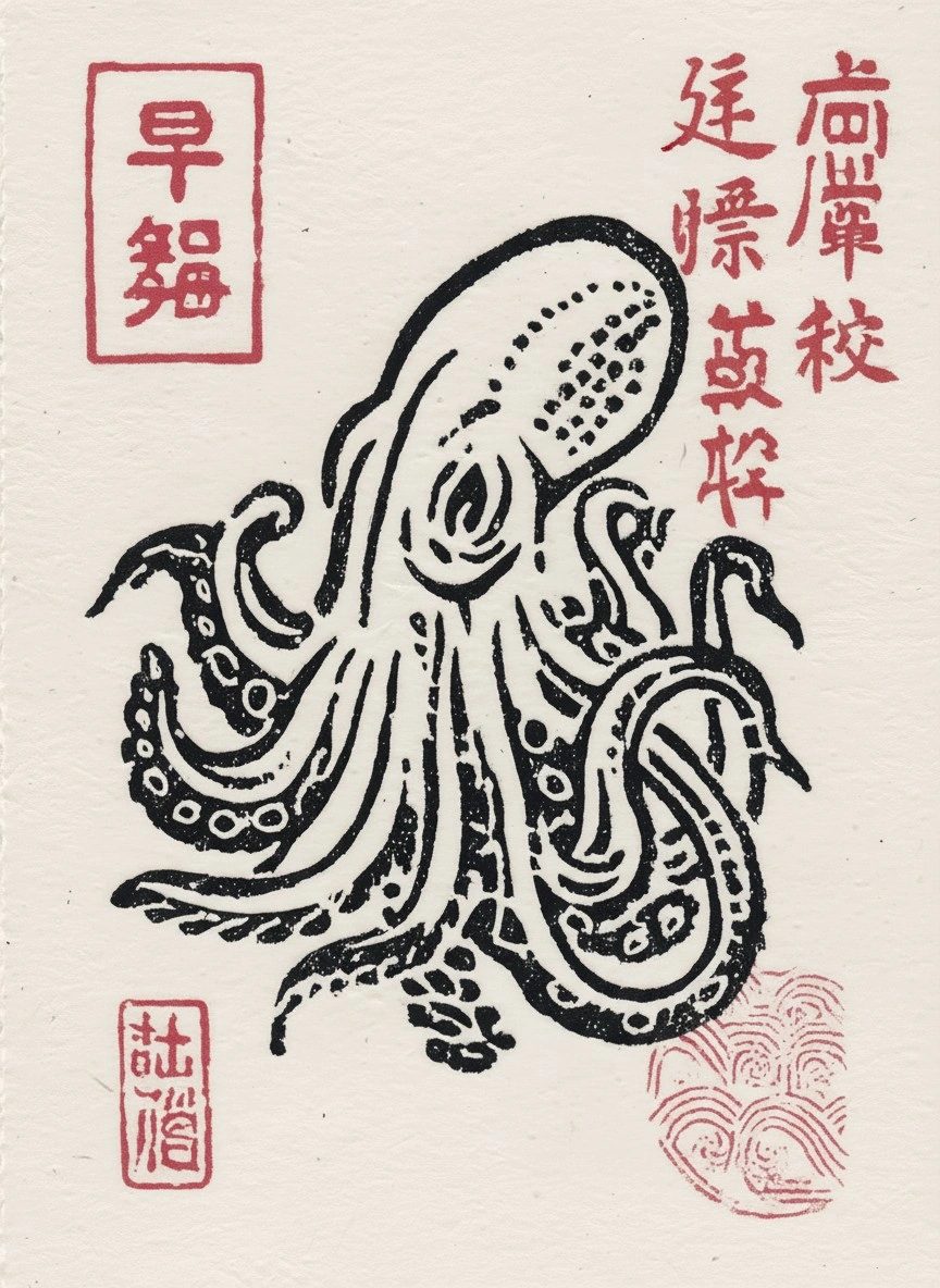 Японский стиль: чернильный осьминог - 1