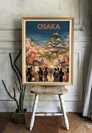 Яркий вечер в Осаке с традиционными фонарями - 2