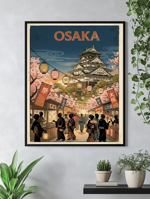 Яркий вечер в Осаке с традиционными фонарями - 5