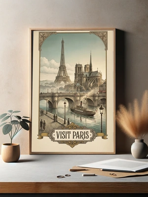 Винтажный Париж с Эйфелевой башней и Нотр-Дамом - 3