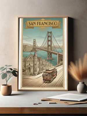 Винтажный постер Сан-Франциско с трамваем - 3