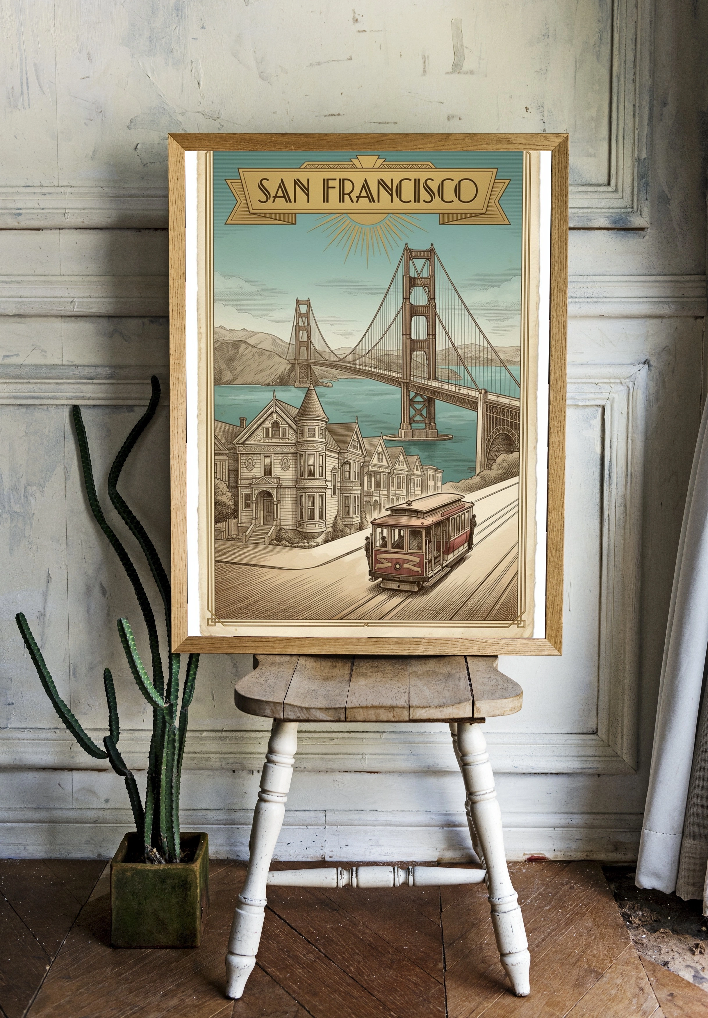 Винтажный постер Сан-Франциско с трамваем - 2
