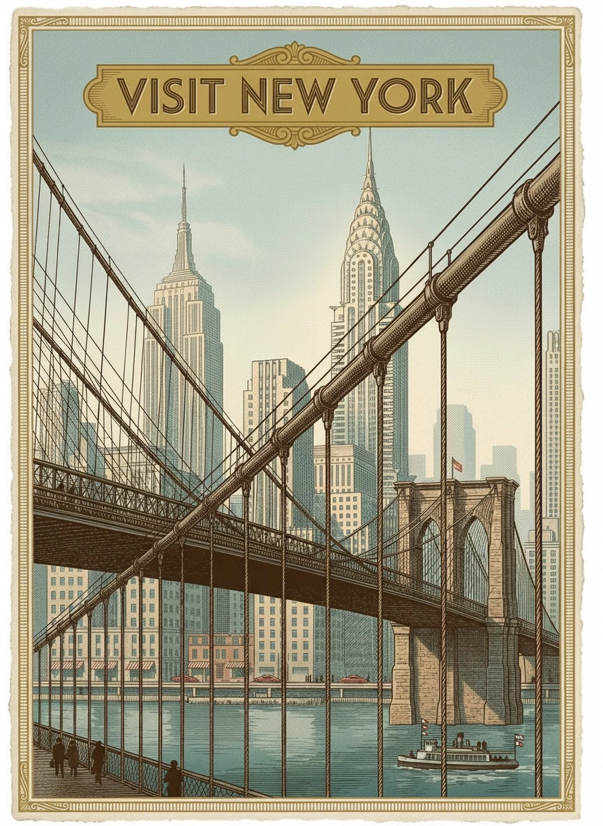 Винтажный постер ‘Посетите Нью-Йорк’ - 1