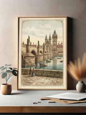 Ретро-пейзаж с Пражским мостом - 3