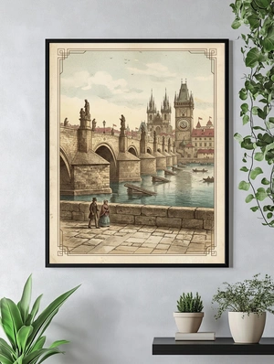 Ретро-пейзаж с Пражским мостом - 5