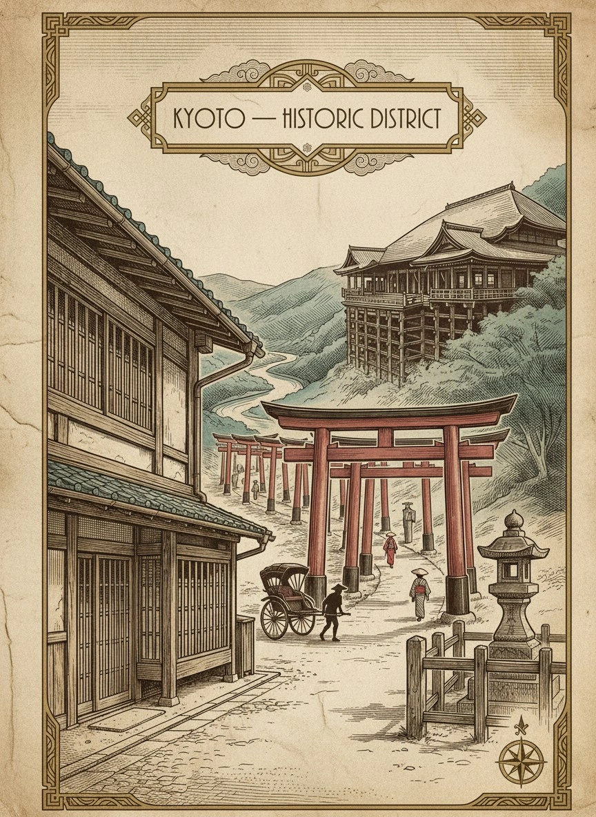 Исторический район Киото с тории - 1