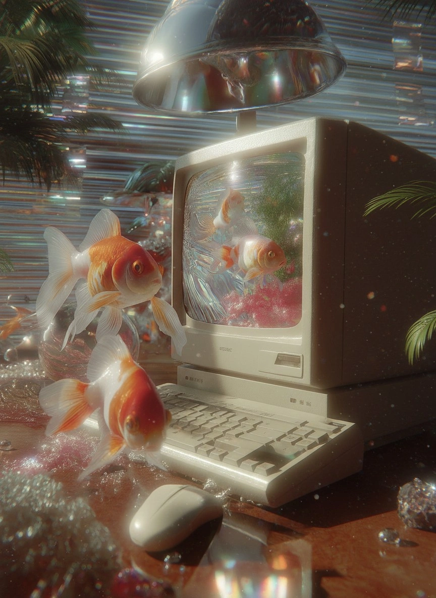 Золотые рыбки в ретро-компьютере - 1