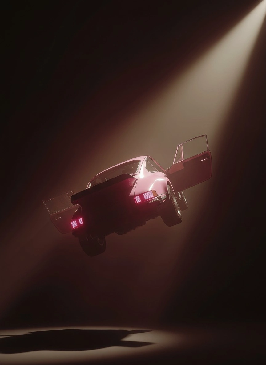 Ретро-автомобиль в полете - 1