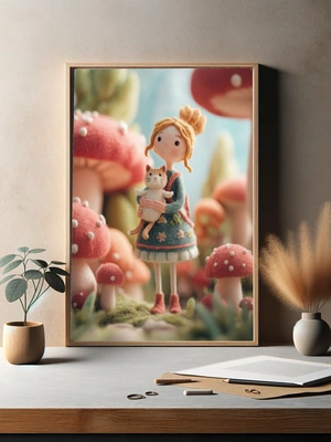 Девочка с котенком в волшебном лесу - 3