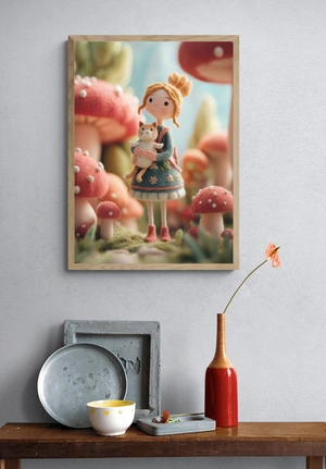 Девочка с котенком в волшебном лесу - 4