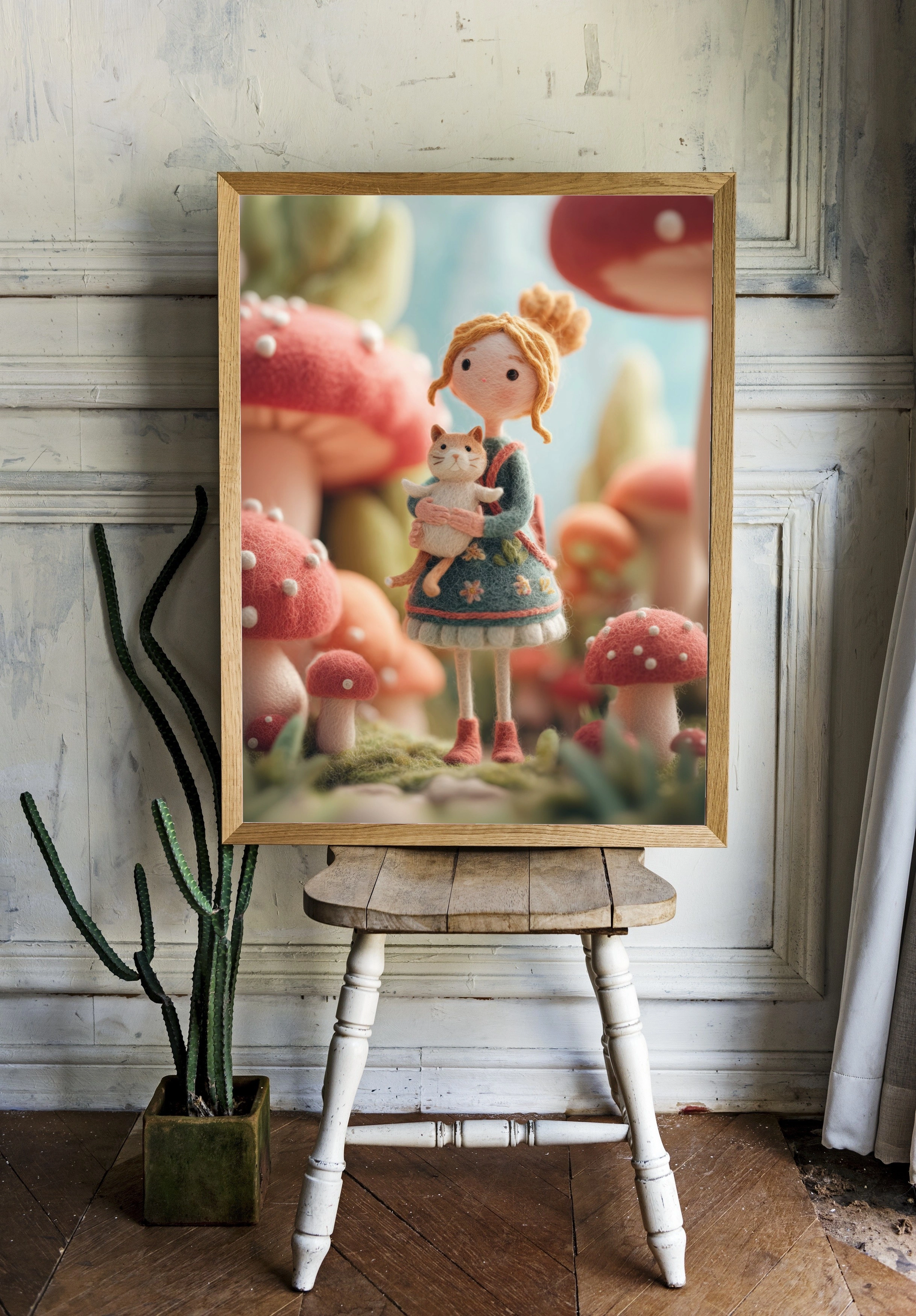 Девочка с котенком в волшебном лесу - 2