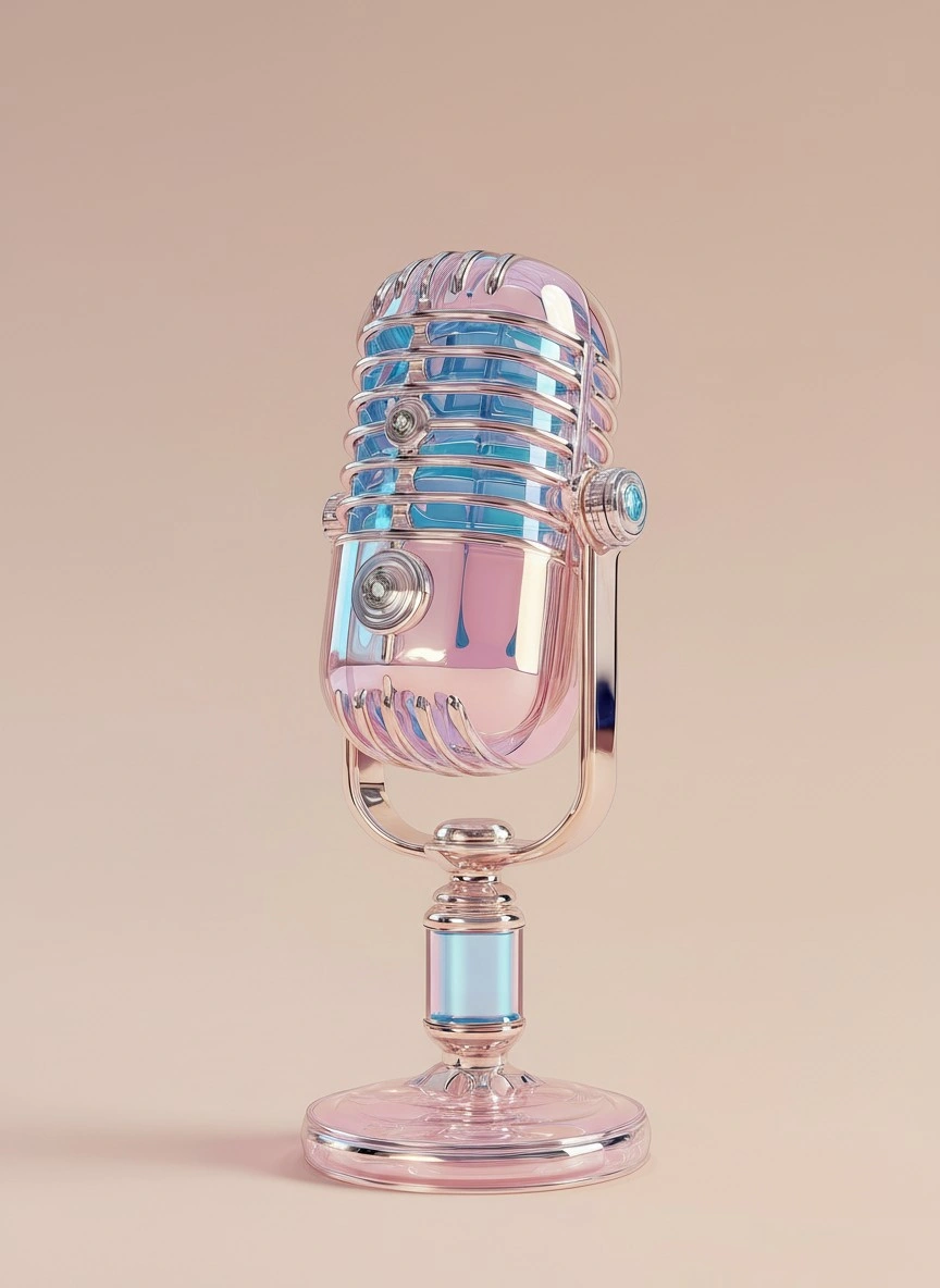 Ретро-микрофон в нежных оттенках - 1