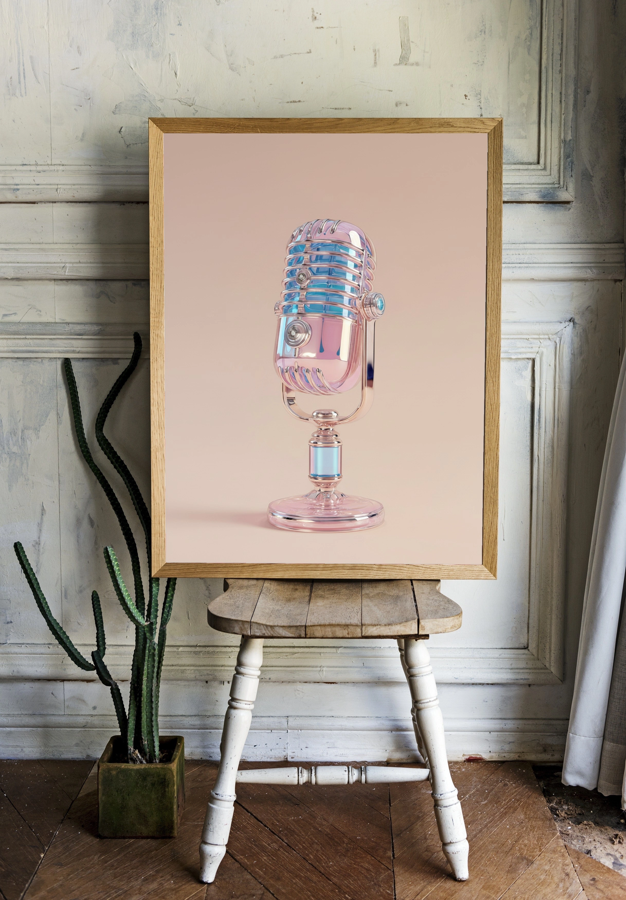 Ретро-микрофон в нежных оттенках - 2