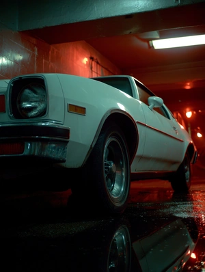 Классический белый автомобиль в гараже - 1