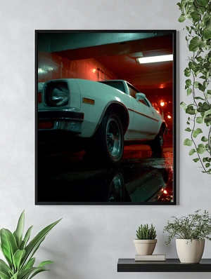 Классический белый автомобиль в гараже - 5