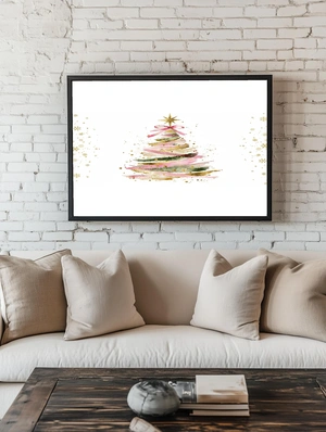 Акварельная рождественская елка с золотыми акцентами - 2