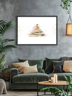 Акварельная рождественская елка с золотыми акцентами - 5