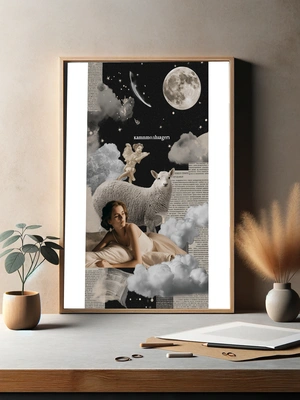 Сонная девушка среди облаков и звезд - 3