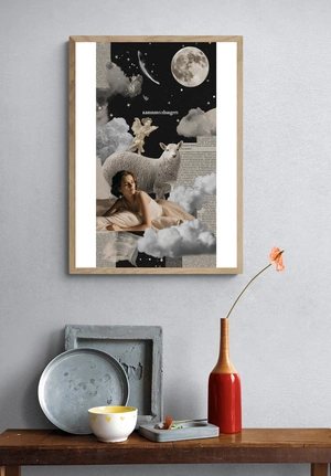 Сонная девушка среди облаков и звезд - 4