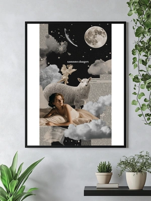 Сонная девушка среди облаков и звезд - 5