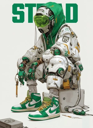 Киберпанковый персонаж в стильных кроссовках - 1