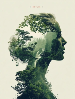 Силуэт женщины с природным пейзажем - 1