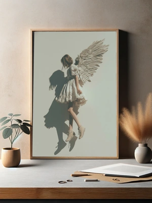 Девушка с ангельскими крыльями в белом платье - 3