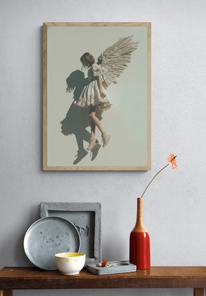 Девушка с ангельскими крыльями в белом платье - 4