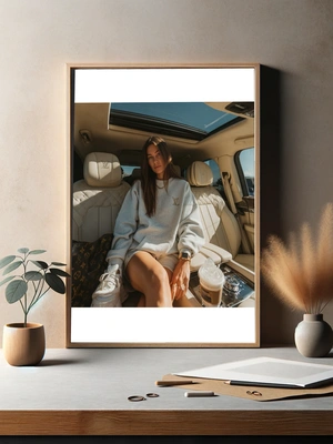 Стильная девушка в автомобиле класса люкс - 3