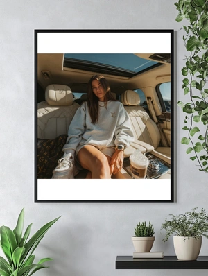 Стильная девушка в автомобиле класса люкс - 5