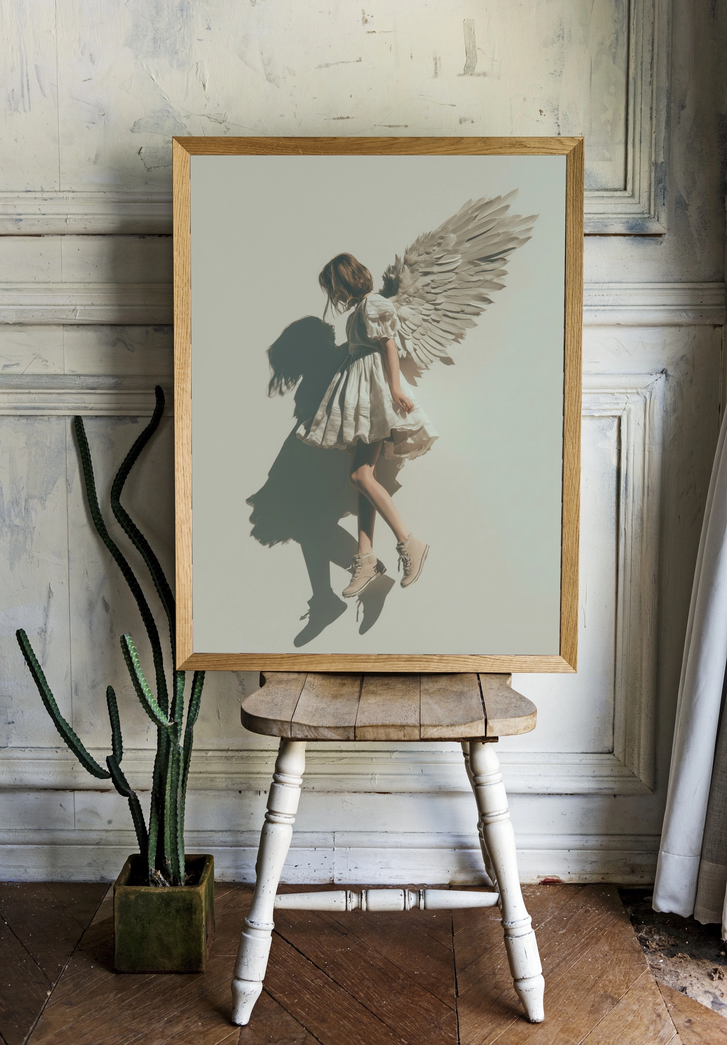 Девушка с ангельскими крыльями в белом платье - 2