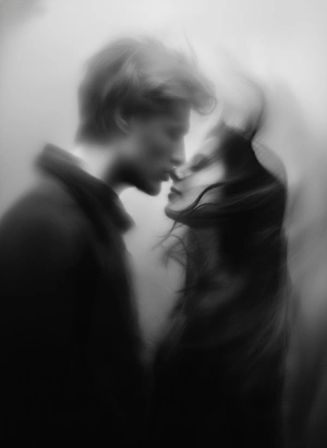 Эмоциональный поцелуй в черно-белом - 1