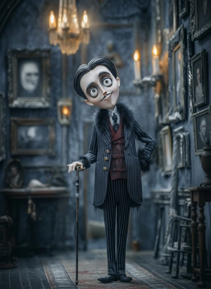 Элегантный персонаж в готическом интерьере - 1