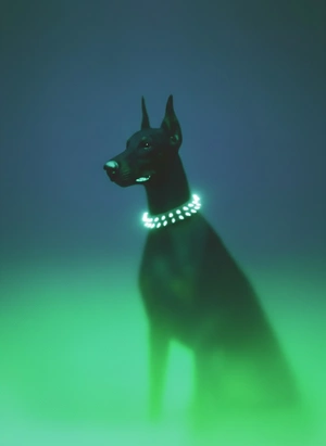 Элегантная собака в свете неона - 1