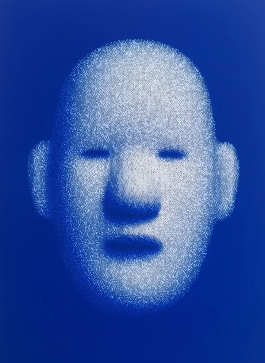 Абстрактное лицо на синем фоне - 1