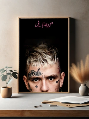 Черно-розовый портрет Lil Peep - 3