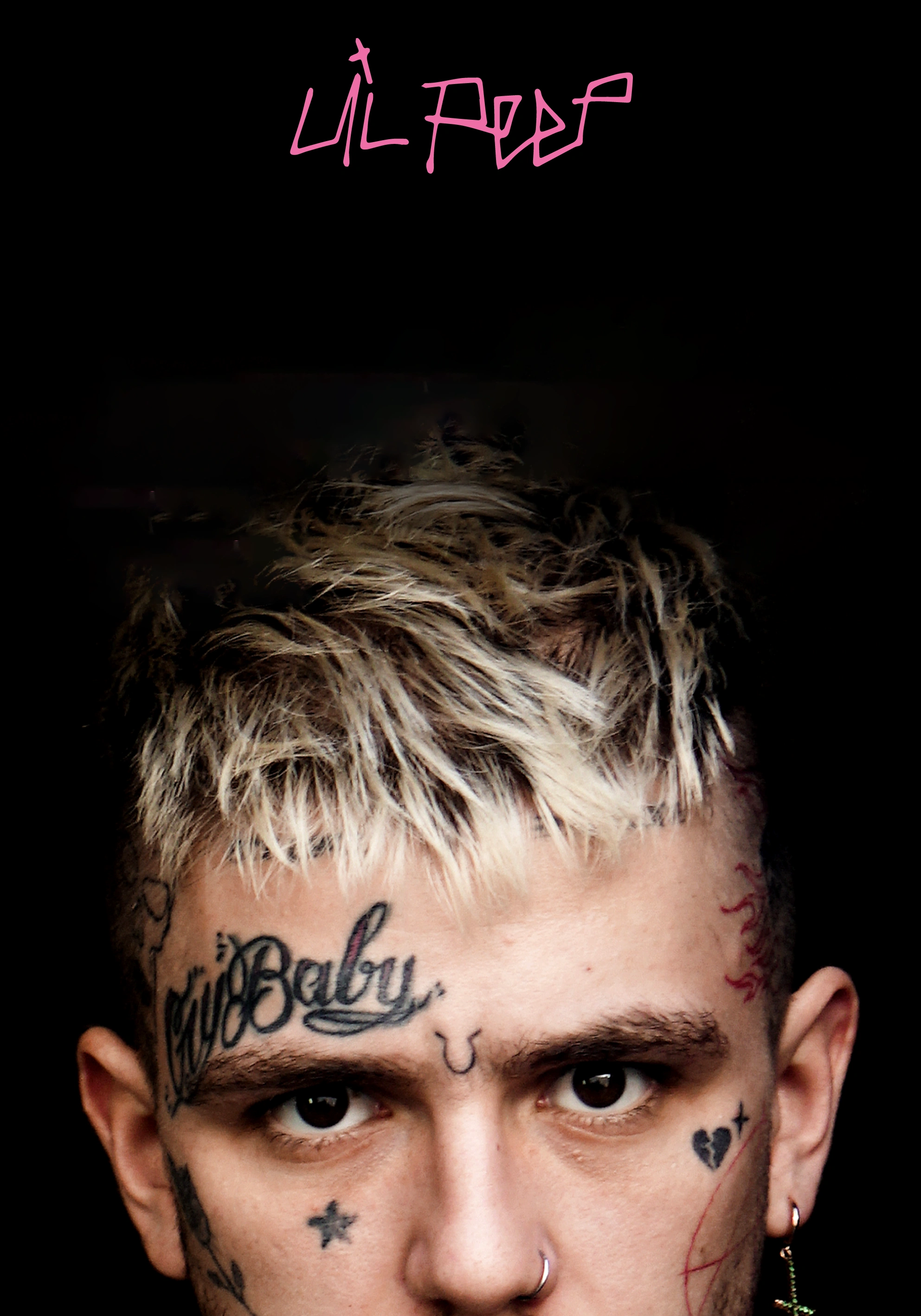 Черно-розовый портрет Lil Peep - 1
